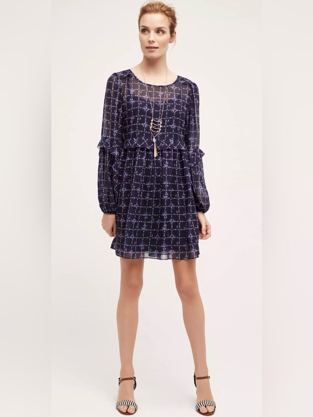 ERIN FETHERSTON By Anthropologie The Izaro Dress in Navy Print